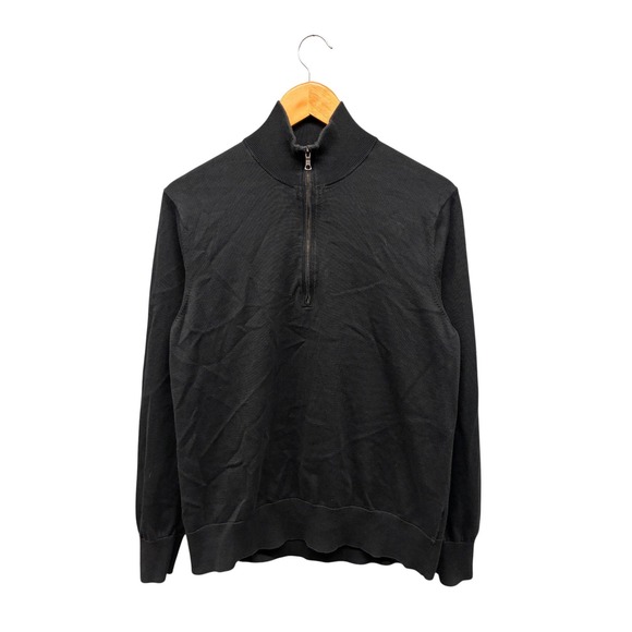 Brooks Brothers Sweater Men's Size M Blue Supima Cotton Half Zip Mock Neck - Picture 1 of 9